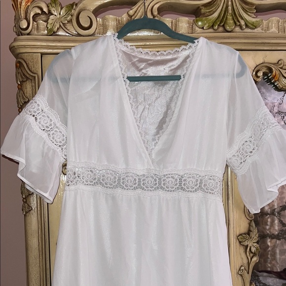 Chic White Lace Midi Dress - Picture 2 of 4